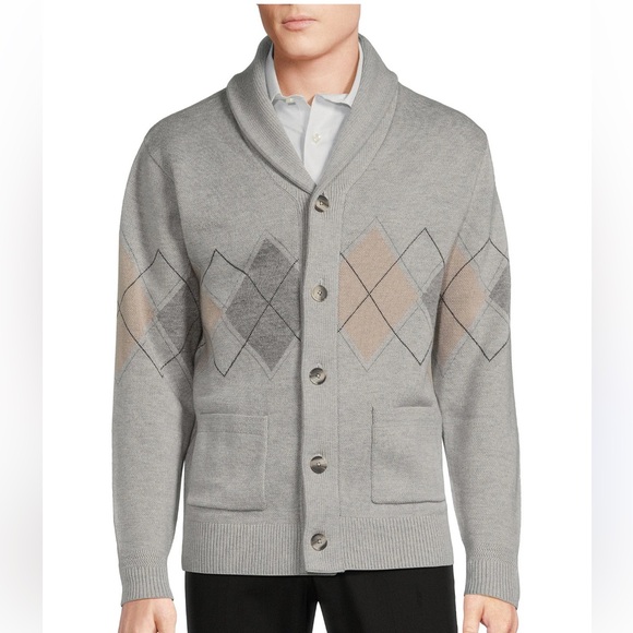 NWT Daniel Cremieux Signature Collection Men's L Front ButtonCardigan Gray